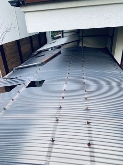割れて飛んだ波板