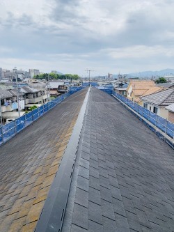 経年劣化したハイツの屋根の様子
