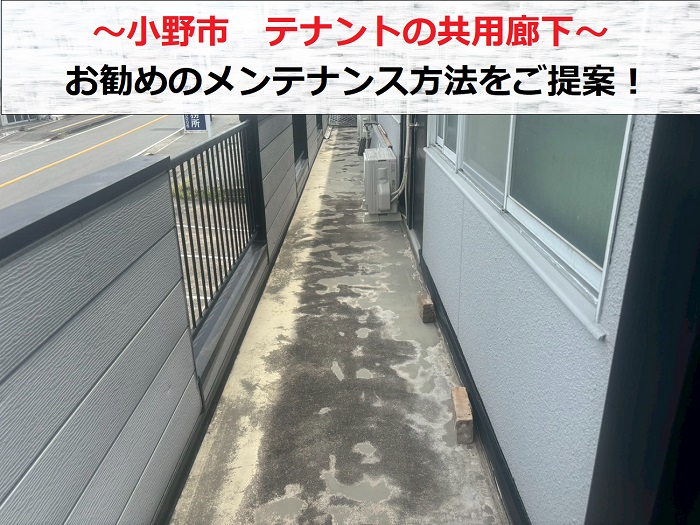 小野市 2階建てテナントの共用廊下リフォーム相談!お勧めの工法で無料見積もり