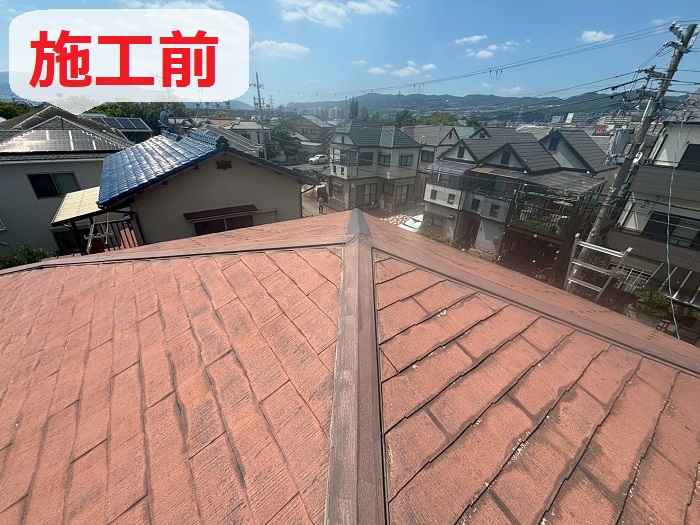 明石市で棟包み板金を交換する前の様子