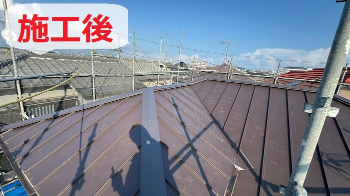 加古川市で屋根葺き替え工事を行った後の様子