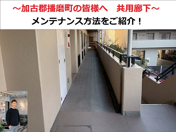 加古郡播磨町　マンション共用廊下の長尺シートを無料診断！剥がれ・膨れを確認