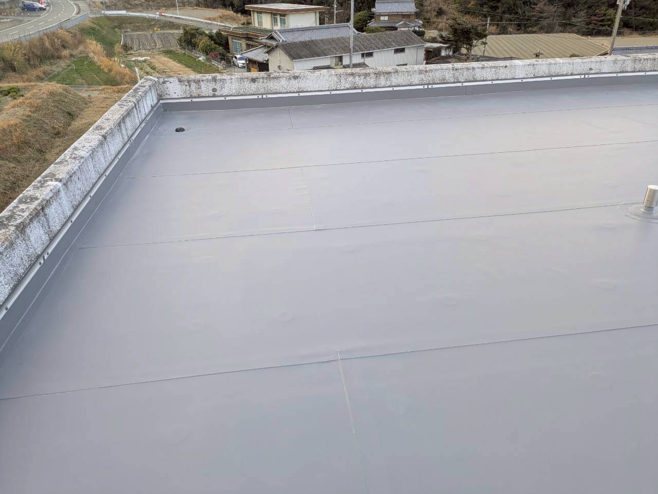 塩ビシートと防水貼り完了