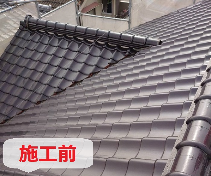 屋根葺き替え工事でルーガ鉄平へ葺き替える前の様子