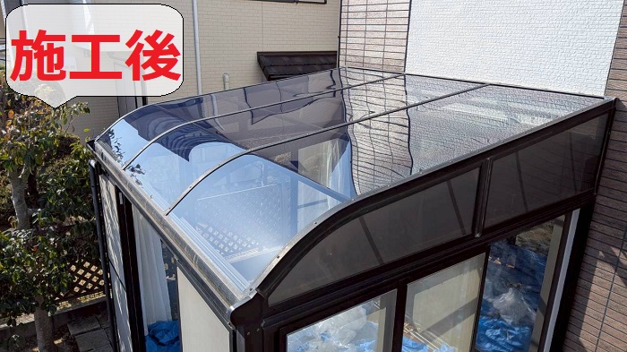 加古郡稲美町でテラス屋根工事としてポリカーボネート板へ貼り換えた後の様子
