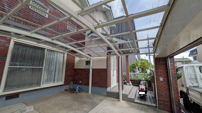 姫路市で2台用カーポート屋根のポリカーボネートを交換した後の様子