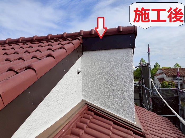 加古郡稲美町近隣地域で破風板の部分補修を行った後の様子