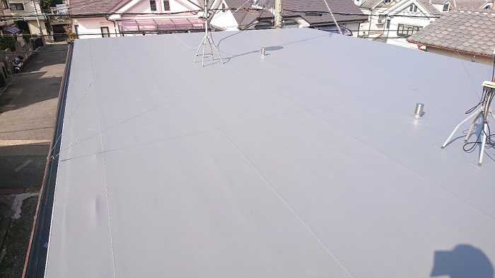 塩ビシート防水施工後の屋上