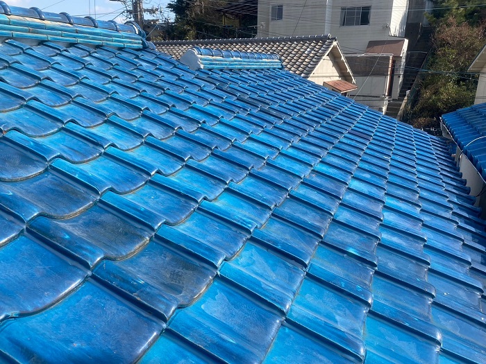 棟瓦を積み直した様子