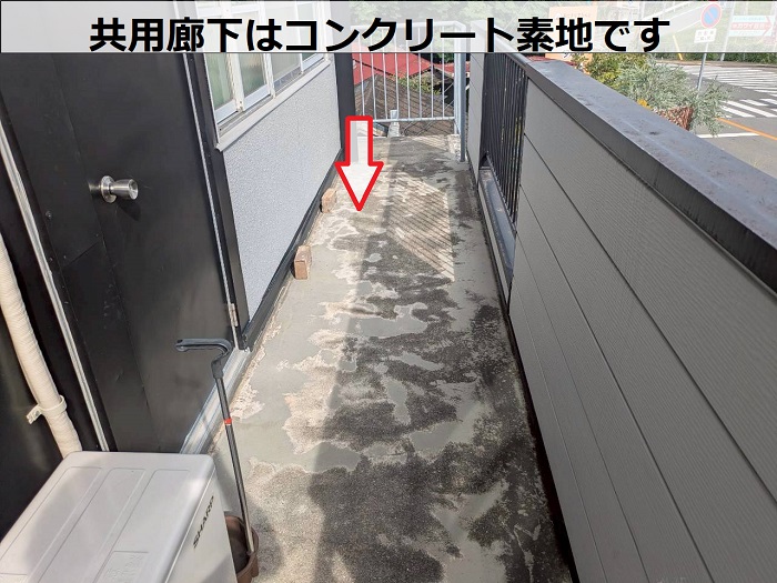 コンクリート素地の共用廊下