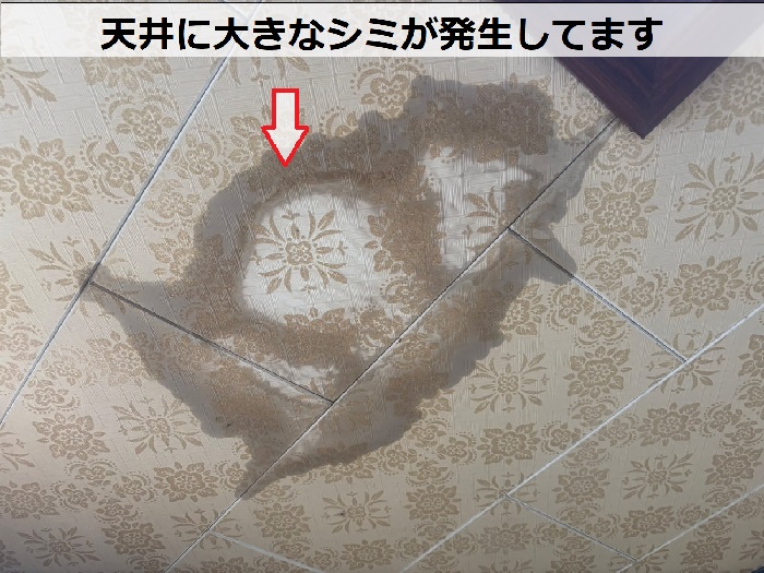 天井にシミが出ている様子