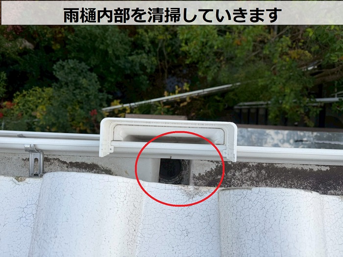 宝塚市で落ち葉除けネットを取り付けた現場で清掃