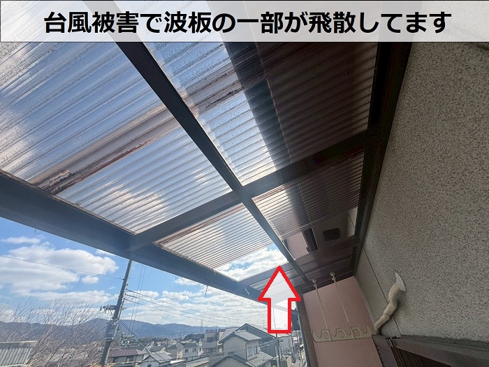 飛散している波板