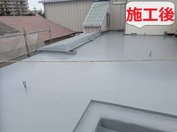 三木市で工場の屋上防水工事としてウレタン防水通気緩衝工法を行った後の様子