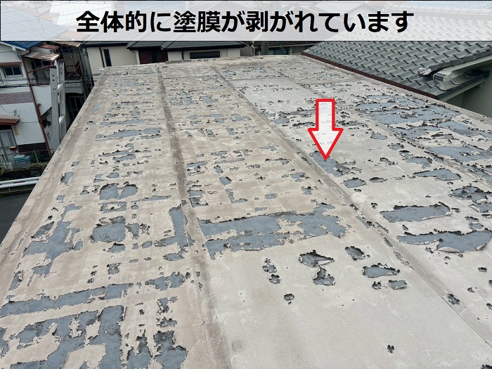 塗膜の剥がれた防水