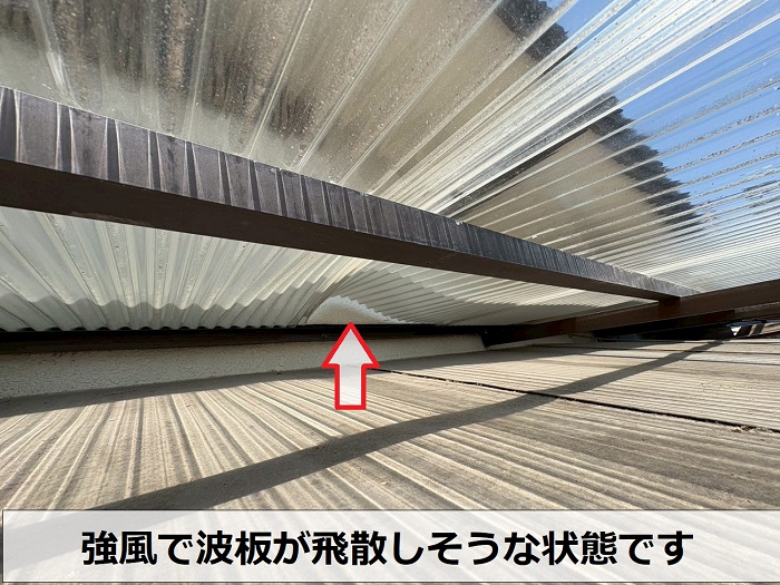 波板が浮いている様子