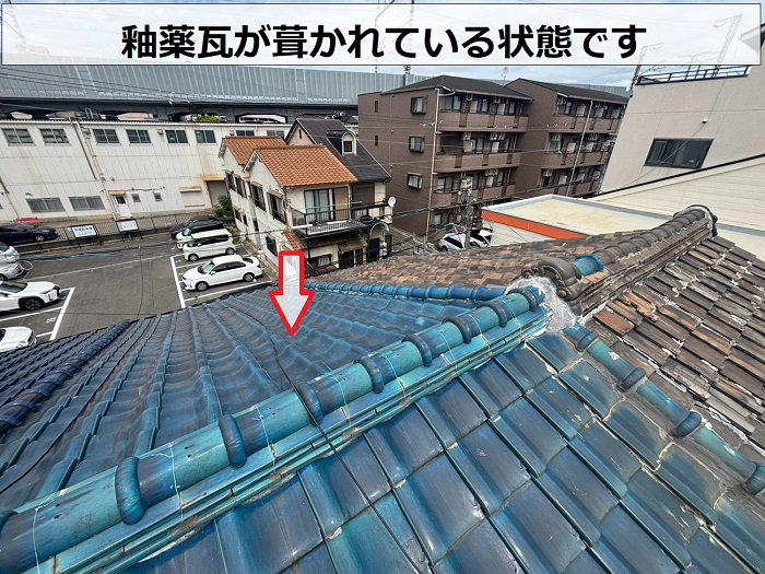 連棟造りの釉薬瓦