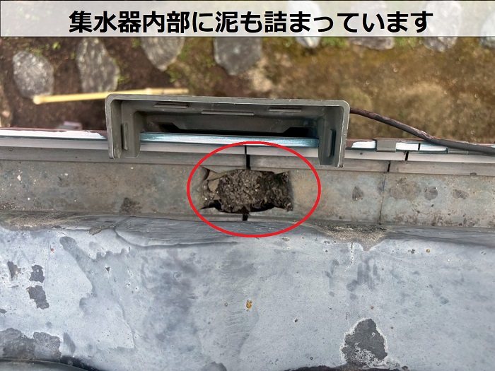軒樋内部の詰まり