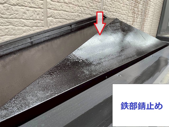 三木市で大和ハウス戸建ての外壁塗り替えで日本ペイントのラジカル制御を使用する現場で鉄部錆止め