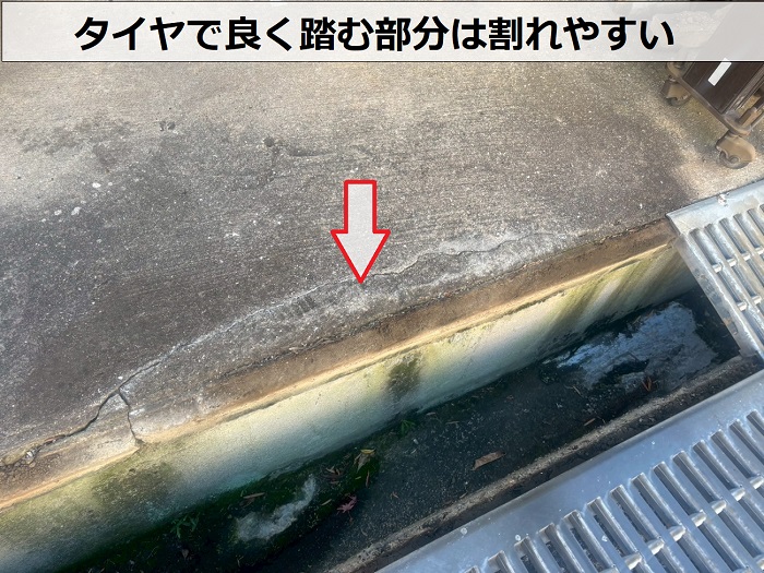 ひび割れたコンクリート土間