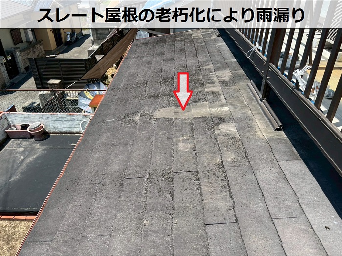 老朽化したスレート屋根