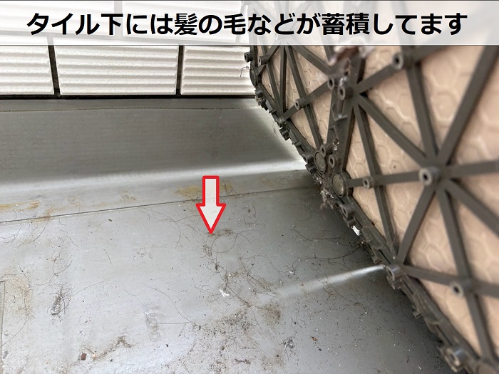 タイル下の髪の毛