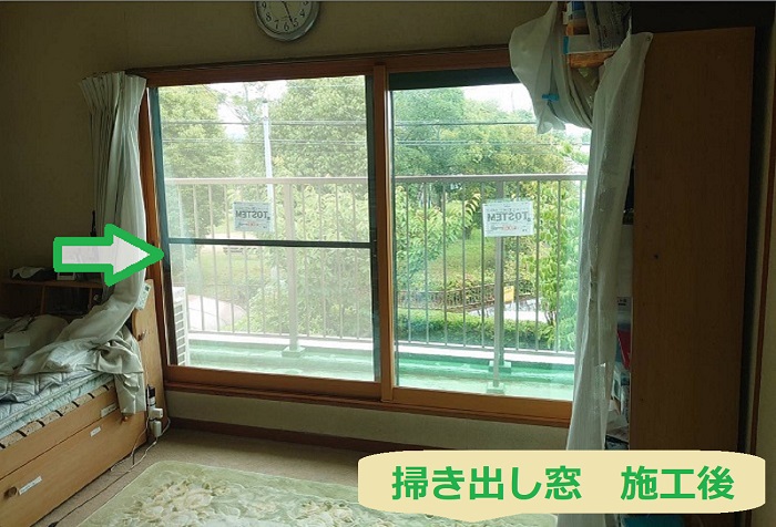 明石市で戸建て4か所に内窓取り付けを行う現場で掃き出し窓　施工後