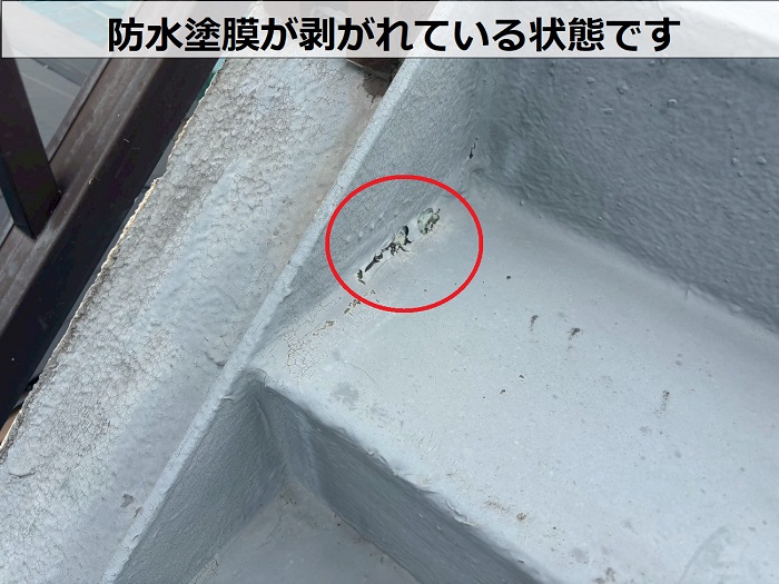 防水塗膜の剥がれ