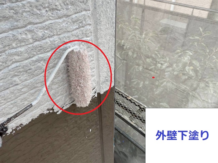 三木市で大和ハウス戸建ての外壁塗り替えで日本ペイントのラジカル制御を使用する現場で下塗り