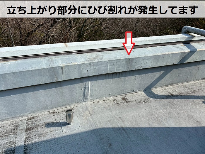 防水層のひび割れ