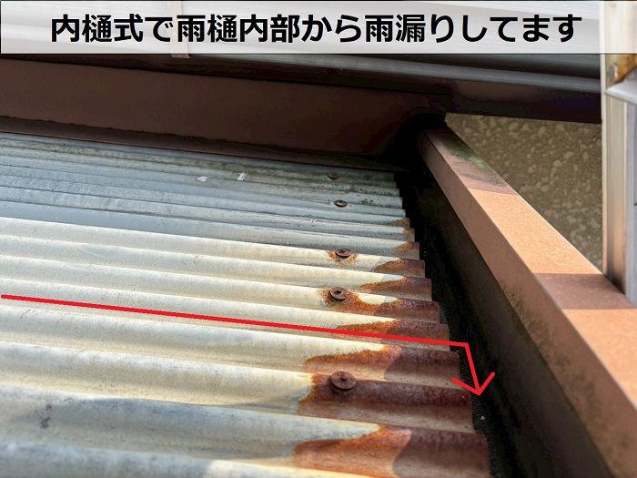 内樋式の玄関屋根