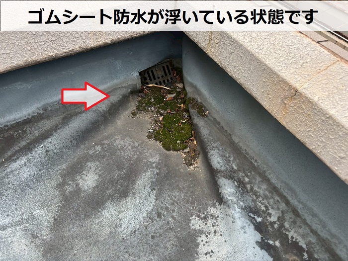ゴムシート防水の浮き