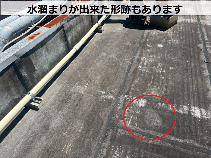 水溜りの形跡あり