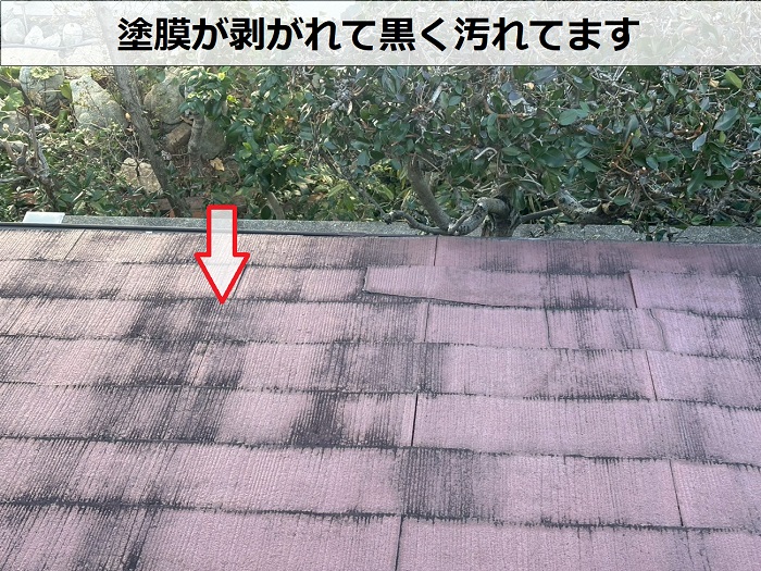 塗膜が剥がれているカラーベスト屋根