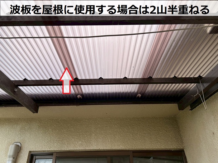 2山半重ねた波板