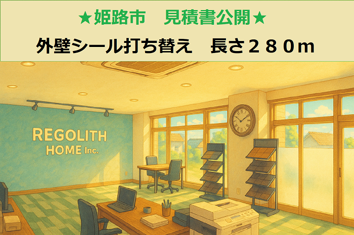 姫路市 見積書公開!外壁シール工事 施工長さ330m 打ち替え補修