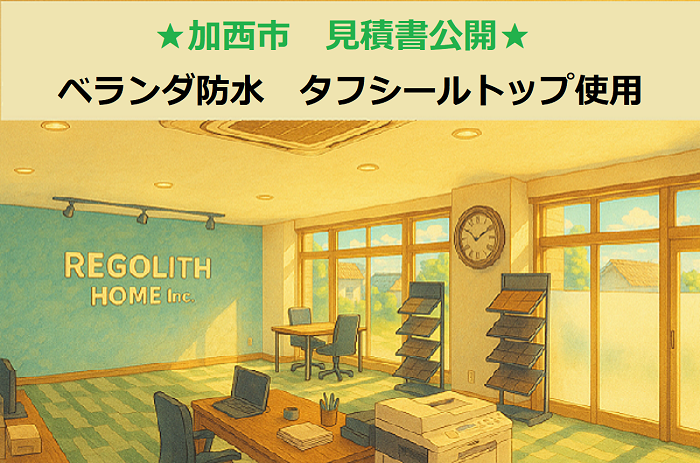 加西市　見積書公開！ベランダ防水　メンテナンス　タフシールトップ使用