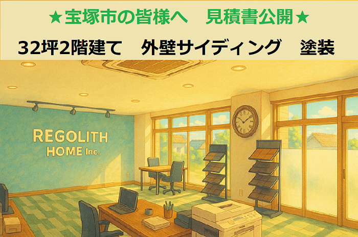 宝塚市の皆様へ　見積書公開！３２坪２階建て　外壁サイディング　塗装