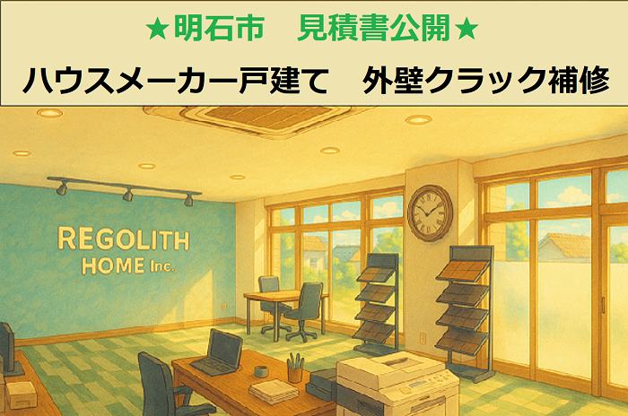 明石市　見積書公開！ハウスメーカー戸建て　外壁ＡＬＣ　クラック補修
