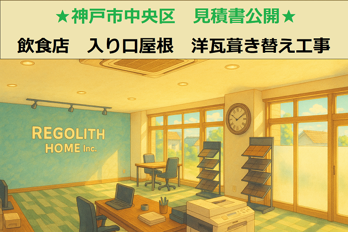 神戸市中央区 見積書公開!飲食店 入り口屋根 洋瓦の葺き替え工事