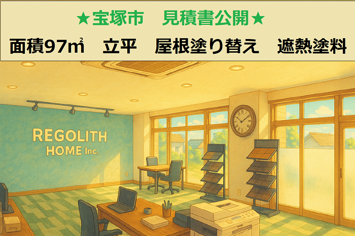 宝塚市 見積書公開!施工面積97㎡ 立平 屋根塗り替え 遮熱塗料使用