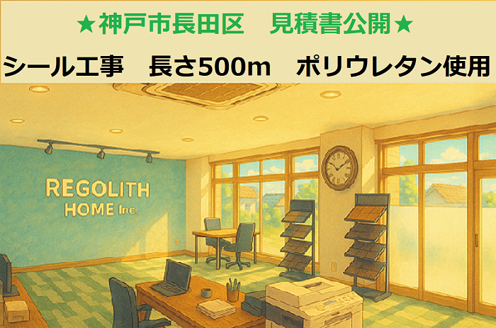 神戸市長田区　見積書公開！外壁シール工事　施工長さ５００ｍ　ポリウレタン使用
