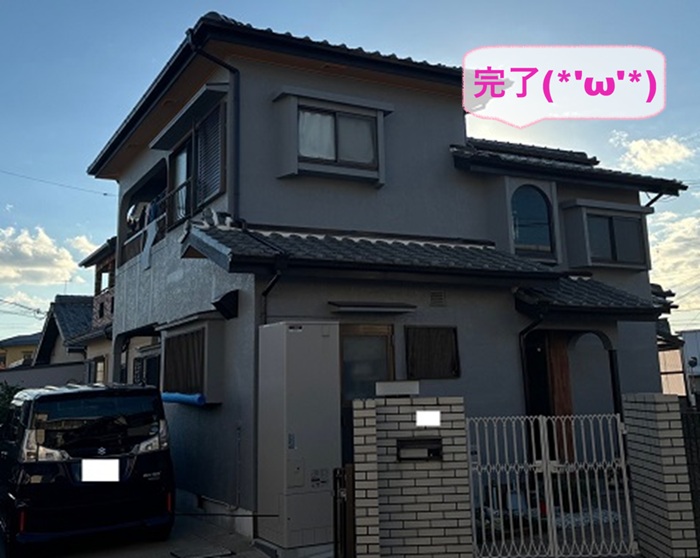 加古郡播磨町の外壁塗装で高耐候のラジカル塗料の施工が完了した現場の様子