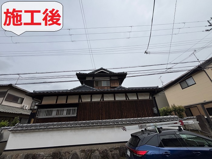 高砂市で和瓦屋根を軽量屋根材へ葺き替え工事した後の様子