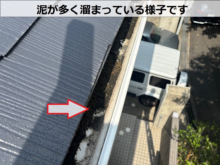 泥が多く溜まっている様子