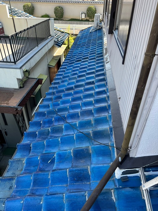 姫路市で瓦屋根葺き替え工事を行う前の様子