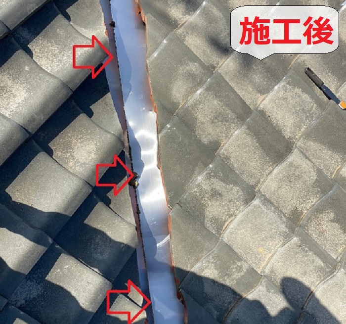 瓦屋根修理を行った後の様子