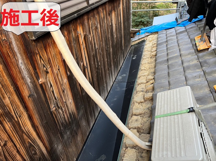 姫路市で箱谷板金工事としてガルバリウム鋼板を用いて雨漏りを解決した後の様子