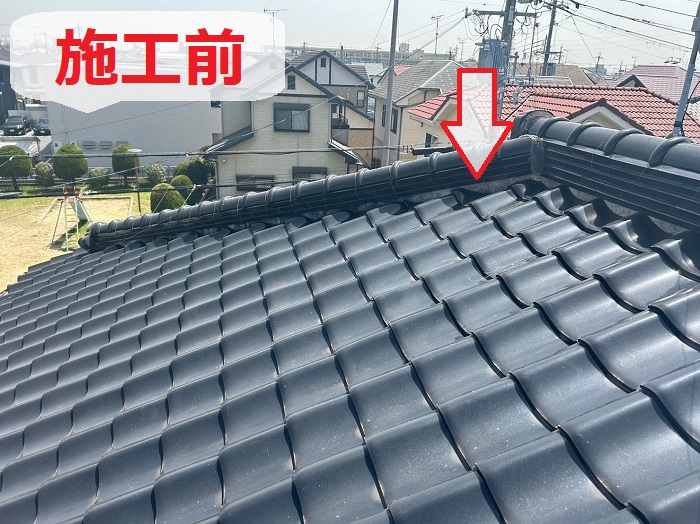 加古川市で漆喰の塗り替えにより雨漏りを解決する前の様子