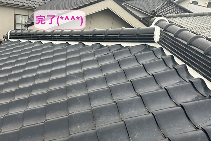 加古川市の屋根漆喰メンテナンスで詰め直しが完了した現場の様子